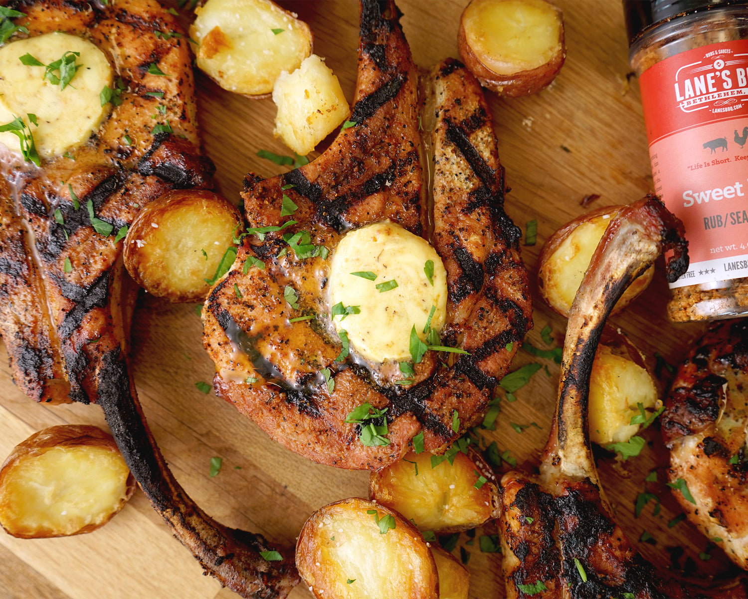 Pork Tomahawk and Duck Fat Potatoes.