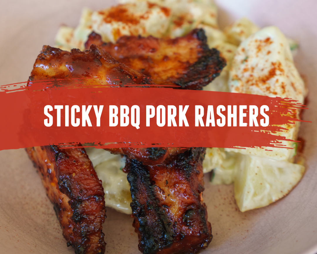 Sticky BBQ Pork Rashers w/Creamy Potato Salad